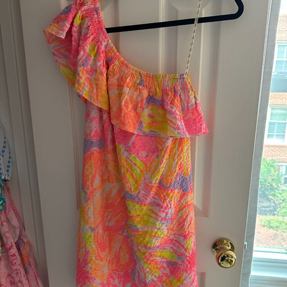 Lilly Pulitzer Pink and Yellow One Shoulder Dress - Picture 3 of 4